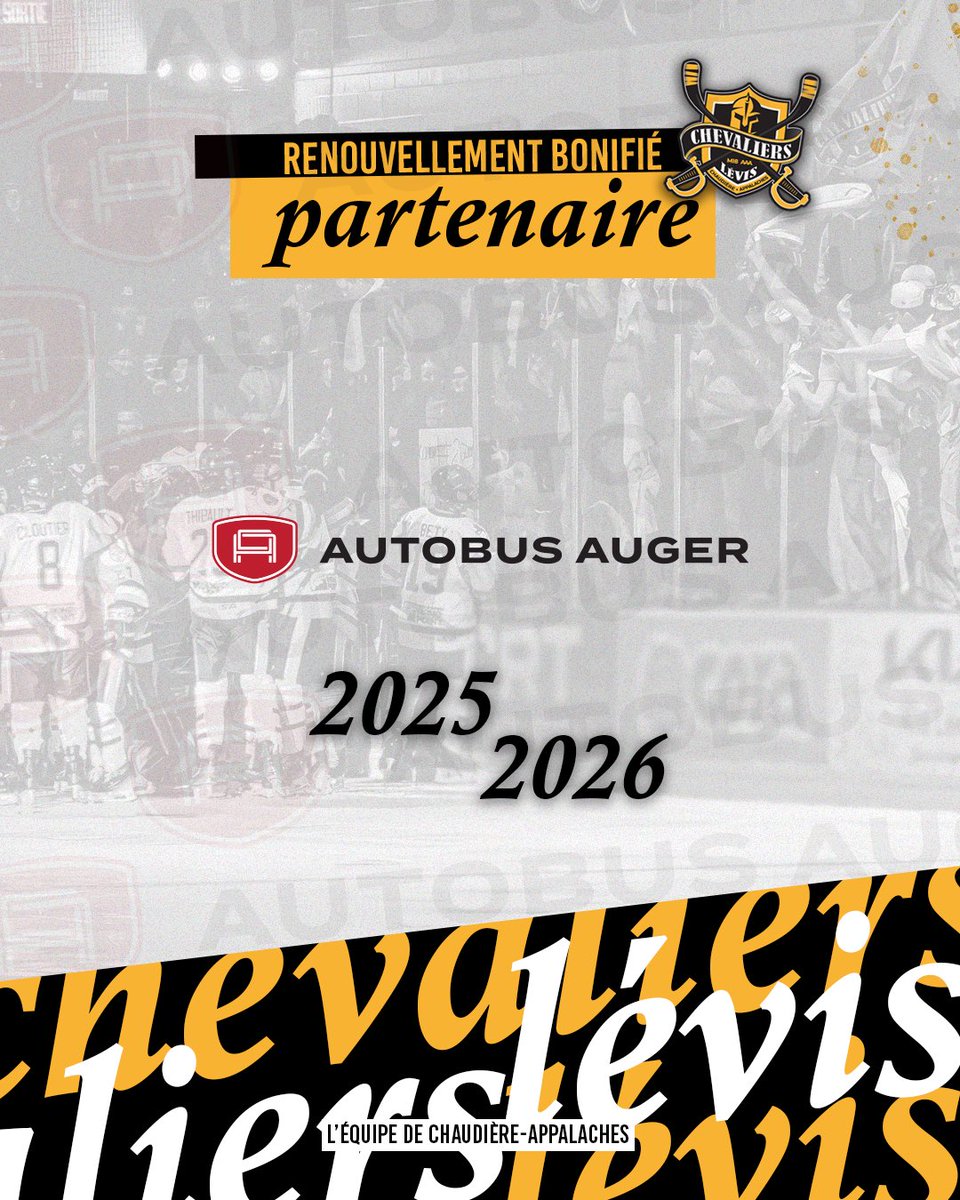 Chevaliers de Lévis (@chevaliersaaa) on Twitter photo La grande famille d’Autobus Auger demeure dans l’aventure pour la prochaine saison 🤝💛
<a href="/LHM18AAAQ/">Ligue de hockey M18 AAA du Québec</a> La grande famille d’Autobus Auger demeure dans l’aventure pour la prochaine saison 🤝💛
<a href="/LHM18AAAQ/">Ligue de hockey M18 AAA du Québec</a>