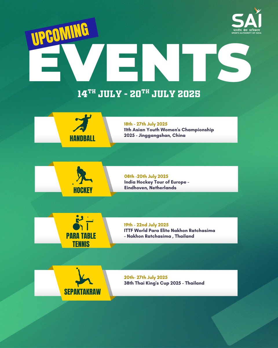 Exciting sporting events are just around the corner  where passion meets performance and champions rise. From intense matchups to moments of glory, the upcoming days promise unforgettable action💪🏻

Check our latest sports schedule👇🏻

#UpcomingEvents #Sports #GameOn