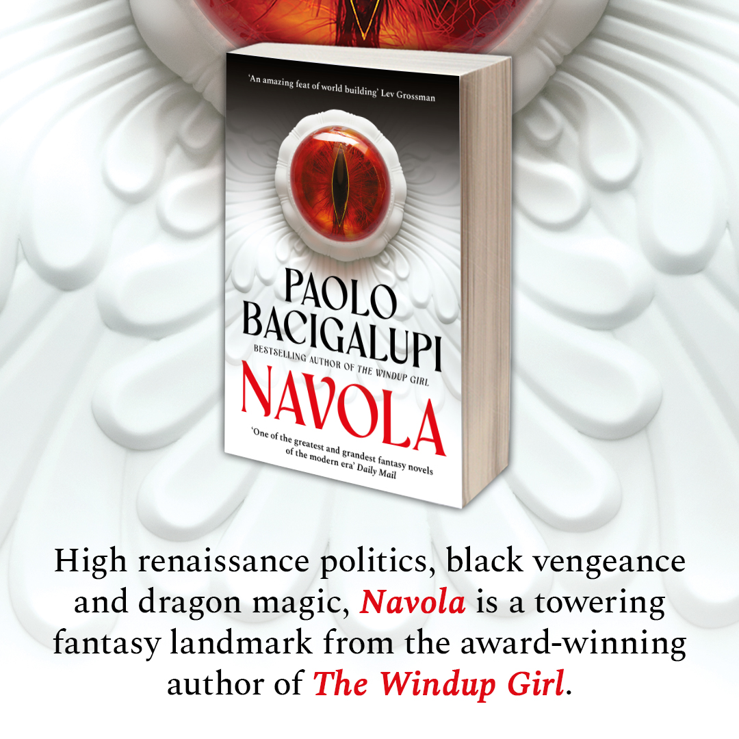 AdAstraFiction's tweet image. #Navola is a city built on trade, vengeance, and magic...
High Renaissance politics, black vengeance and dragon magic, Navola is a towering fantasy landmark from the award-winning author of The Windup Girl @paolobacigalupi
Pre-order now: geni.us/NavPBOrgSoc