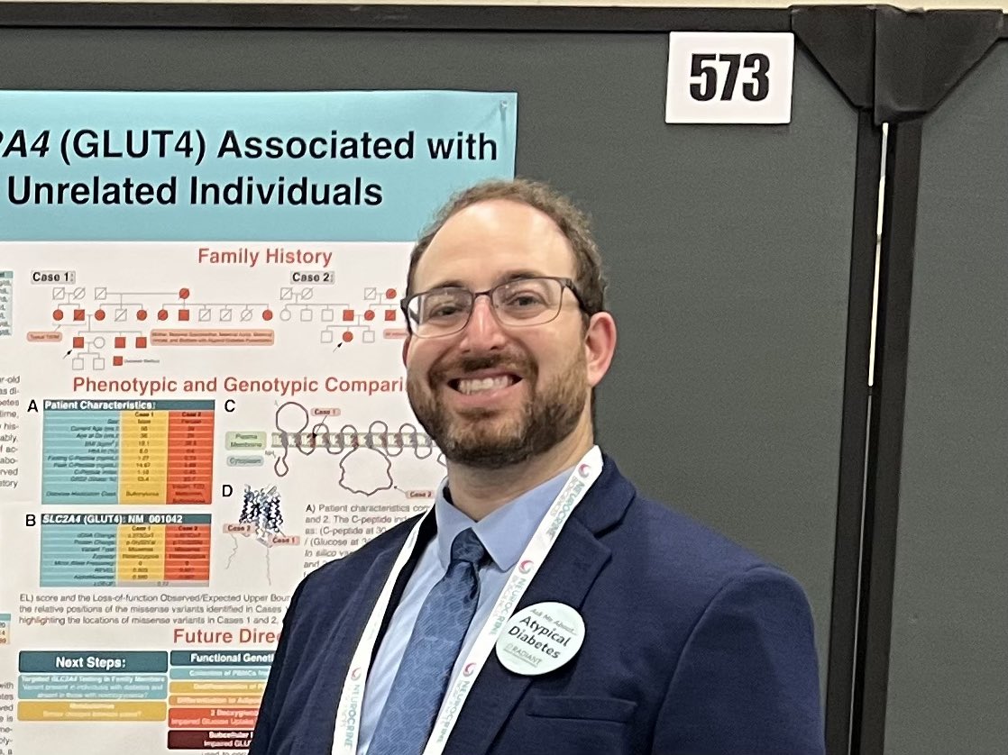 Stephen Stone, MD (@diabetesninja) on Twitter photo Come visit my poster at #ENDO2025!
📍 MON-573 | 12:00–1:30 PM
🧬 Exploring novel SLC2A4 (GLUT4) variants in atypical young-onset diabetes
Part of the #RADIANT study and proud to share this work with the rare diabetes community!
<a href="/TheEndoSociety/">Endocrine Society</a> Come visit my poster at #ENDO2025!
📍 MON-573 | 12:00–1:30 PM
🧬 Exploring novel SLC2A4 (GLUT4) variants in atypical young-onset diabetes
Part of the #RADIANT study and proud to share this work with the rare diabetes community!
<a href="/TheEndoSociety/">Endocrine Society</a>