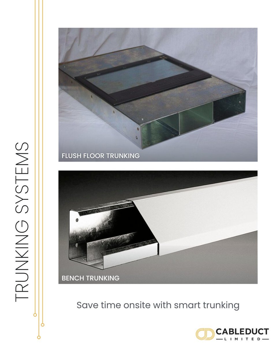 cableductuk's tweet image. Managing metres of cable doesn’t have to be a headache ⚡ Cableduct’s containment systems make routing fast, flexible and future-proof. From flush floor trunking to bench systems, it’s all built for safety and easy changes 🔧 
#CableSolutions #ConstructionUK #ProjectEfficiency
