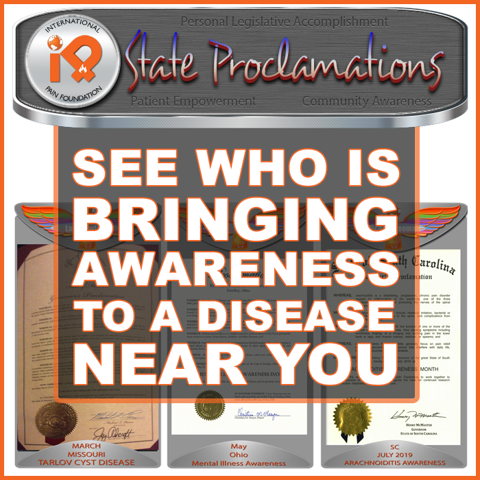 Join us in making a difference 2025! 🌟 Represent your state for an important awareness proclamation! Sign up now: bit.ly/3Shi5dE #Pain #NERVEmber #Arachnoiditis #ChronicIllness 💪🎉