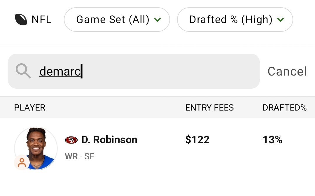 awallaceff's tweet image. If Juan Jennings can break out and be SF&apos;s WR1 last year despite his prior career high being 415 yards then why can&apos;t Demarcus Robinson put up a couple meaningful spike weeks?

Rarely do you get to see this disgusting an exposure in the wild