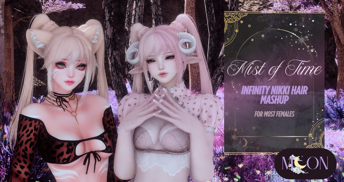 Mist of Time Infinity Nikki hair mashup is out!

- 6 highlight options
- All females (no Hroth sorry)
- Free

#moomods #GPOSER