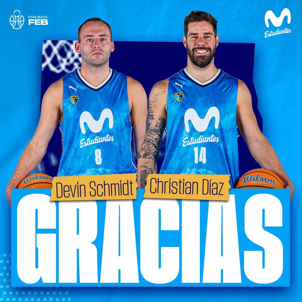 📝 OFICIAL:

Devin Schmidt y Christian Díaz no seguirán la próxima temporada en el equipo.

Desde el club queremos agradecer su trabajo y esfuerzo, y les deseamos todo lo mejor.   

¡Muchas gracias, <a href="/SchmidtD5/">Devin Schmidt</a> y <a href="/Christiandr92/">Christian Díaz</a>! 💙

👇
movistarestudiantes.com/masculino/much…
