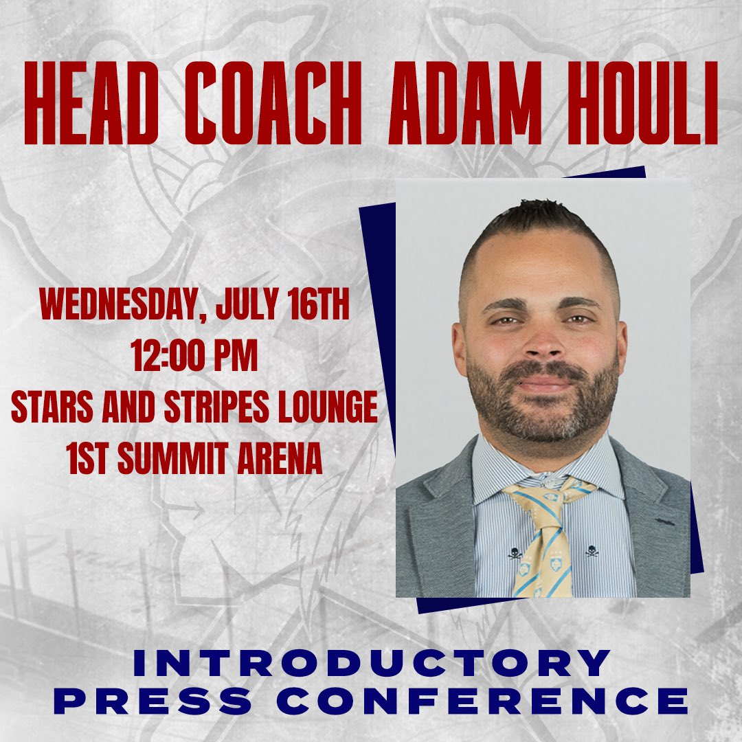 The Johnstown Tomahawks will host an introductory press conference to welcome Head Coach Adam Houli this Wednesday, July 16th at 12 PM.

📍 Location: Stars and Stripes Lounge at 1ST SUMMIT Arena
📢 This event is open to the public — all are welcome to attend!

#LetsGoHawks |