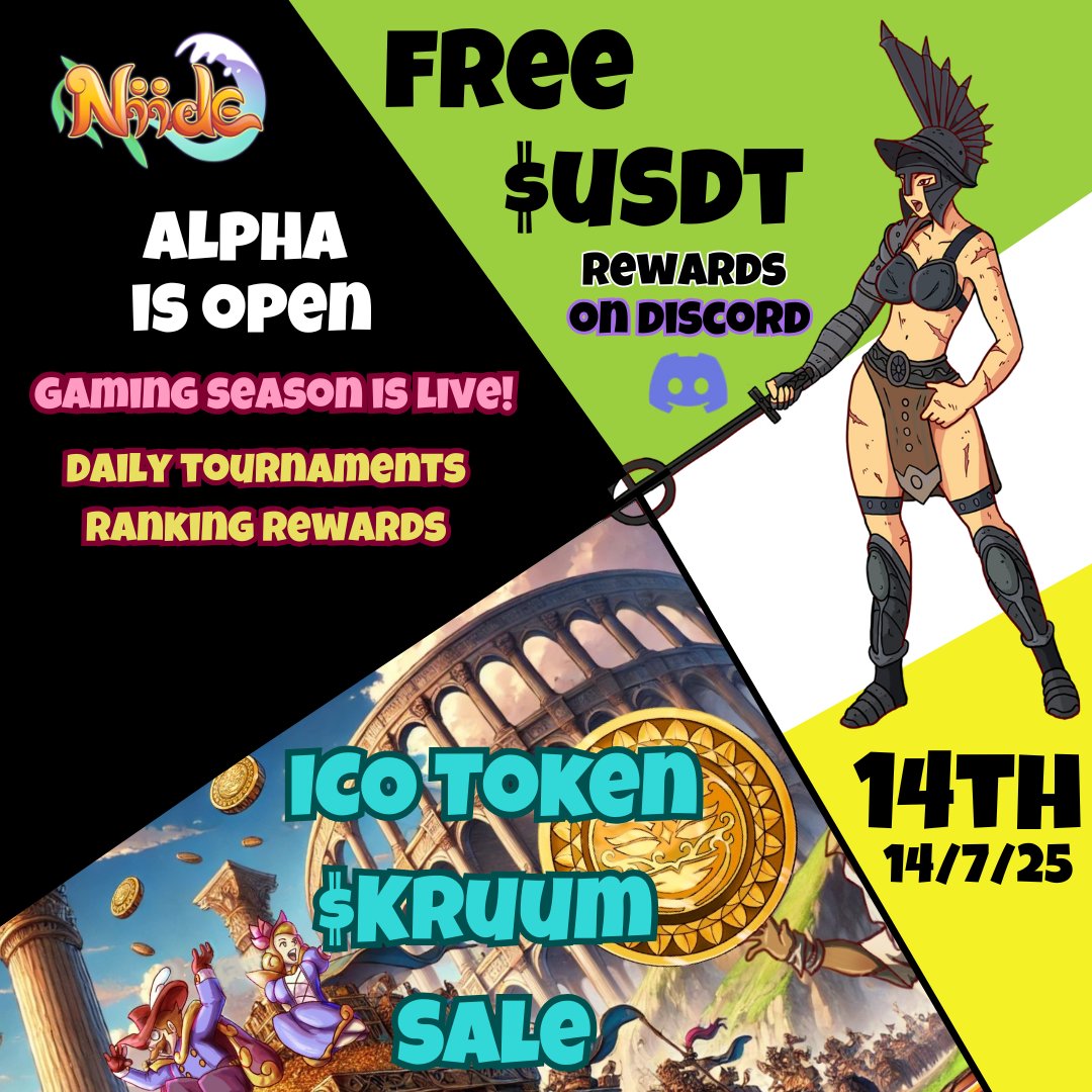🚀 NIIDE OPEN ALPHA IS HERE 💥

💸 Win $100 USDT weekly in Discord (Engage Bot)
🏆 Slay your foes in tournaments &amp; earn $KRUUM
🔥 $KRUUM Pre-Sale drops TODAY at 18h CET — don’t miss it.

Play. Win. 

👉 
Discord: discord.gg/M4DUpMB4Ap
Game &amp; Presale: niide.io