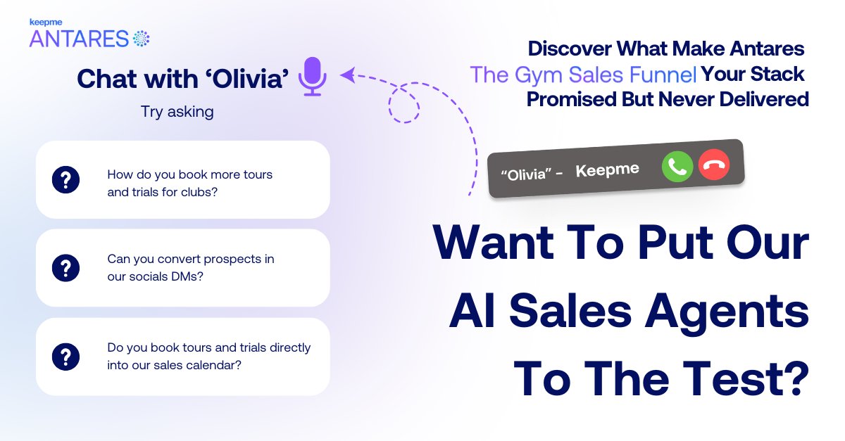 Tired of AI hype? Try it for yourself.

✅ Olivia (AI Agent) will call you

✅ Ask her anything

✅ Experience The Gym Sales Funnel in action

👉 Free self-drive demo: eu1.hubs.ly/H0lHJM90

#AskOlivia #GymMarketing #gymsales