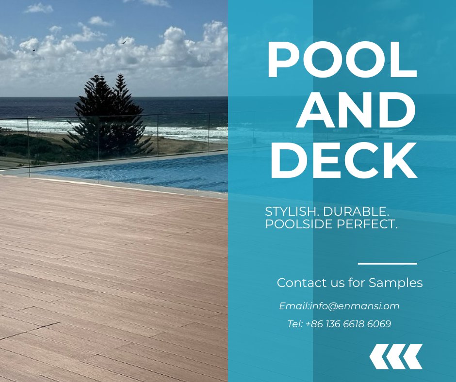 zhong_nora's tweet image. Transform your poolside experience with our premium composite decking

Message us for samples or specs.
+86 136 6618 6069 info@enmansi.com

#CompositeDecking #NoGapDeck #PoolDecking #WPCDecking #DeckDesign #BackyardDeck #OutdoorLiving #PatioIdeas #BeachsideDeck #LuxuryDeck #Deck