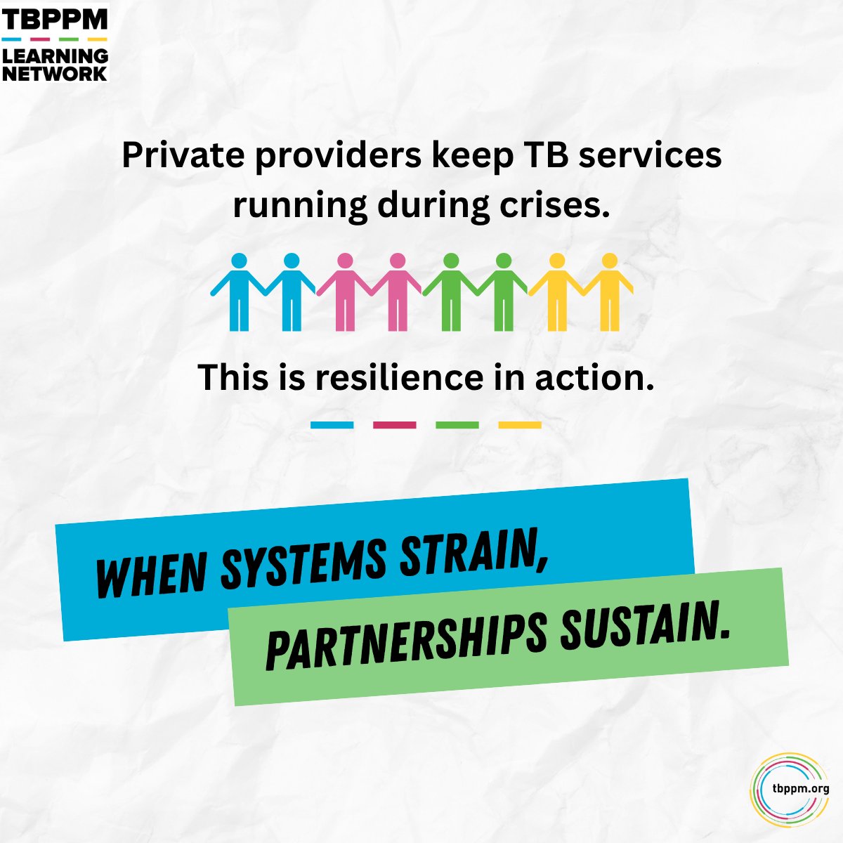 tb_ppm's tweet image. To survive shocks like pandemics and funding cuts, TB programs must realign around new partnerships and smarter financing.

Learn more on Programmatic Efficiency: Private Sector Engagement in TB Care. 

Register here: us02web.zoom.us/webinar/regist…

Rethink. Realign. Reinforce.