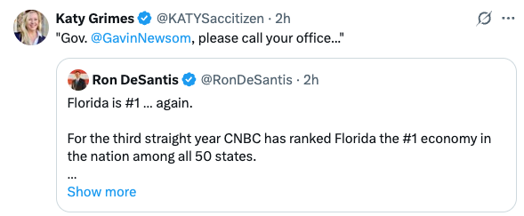 Cute. Florida isn’t even in the same league.

California just became the 4th largest economy on the planet — bigger than Japan.

Florida? A distant 15th, clinging to culture wars while the Golden State builds the future.