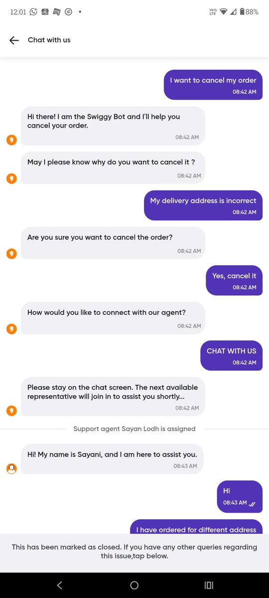 surya653's tweet photo. @SwiggyInstamart @Swiggy You told one of your executive will get back in 24 https://t.co/FX6l2qkNEF's been 4 days, there is not even a single reply from you even to my mails. When the order is cancelled and your executive told me that I would get refund in 2 hours, y no response https://t.co/wIsEKu2jJa