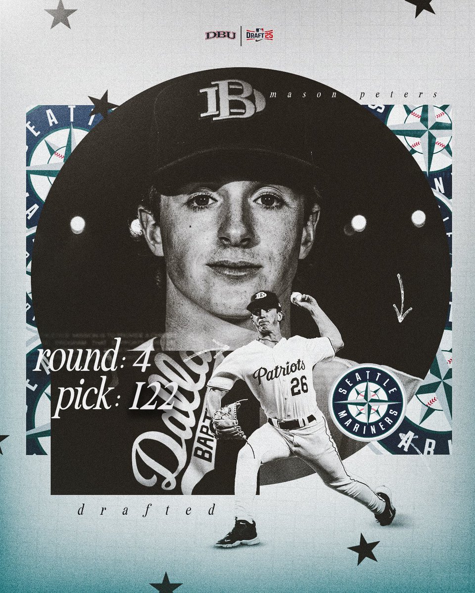 DBU_Baseball's tweet image. แดสแดสแด ษขแดแด๊ฑ แดแดแดแดส๊ฑ ๐ฑ
With the 122nd pick in the 2025 MLB Draft, the Seattle Mariners select Mason Peters!