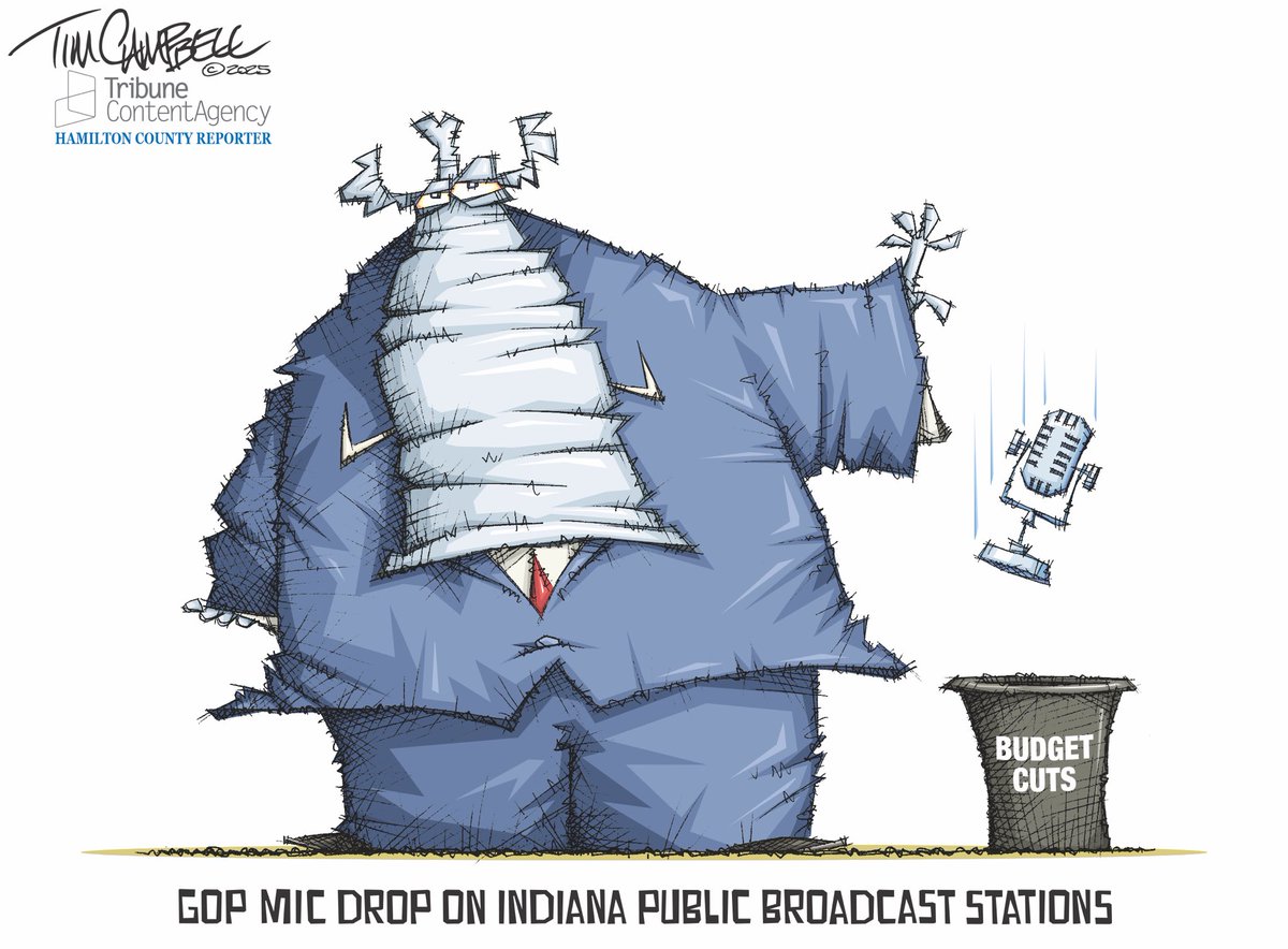 tc2oons's tweet image. Mic Drop
#Indiana #GOP #BudgetCuts #PBS #ReportersLetGo #StatewideNews @EandPCartoons @IndianaJournos @nkellyIN @93wibc @indystar @FOX59 @CBS4Indy