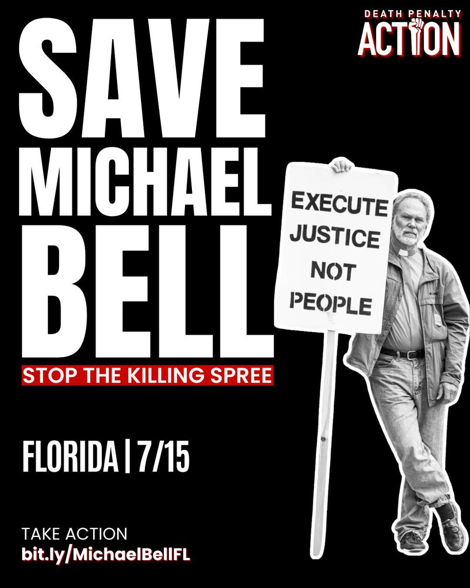 DeathPenaltyAct's tweet image. 🚨 Florida plans to ex*cute Michael Bell tomorrow—despite no full federal review.
His trial was steeped in r@cism. His own lawyer dehumanized him. Now the state wants to k!ll him without ever confronting the injustice.
✍️ Sign + ☎️ Call NOW: bit.ly/MichaelBellFL…
