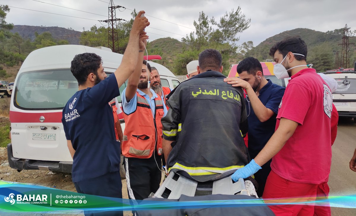 thebaharngo's tweet image. In response to the devastating #LatakiaFires in Syria’s coastal region, #BaharOrganization deployed emergency #AmbulanceSupport teams to treat firefighters and responders suffering from smoke inhalation, burns, and exhaustion—proving how vital rapid #MedicalResponse is in…
