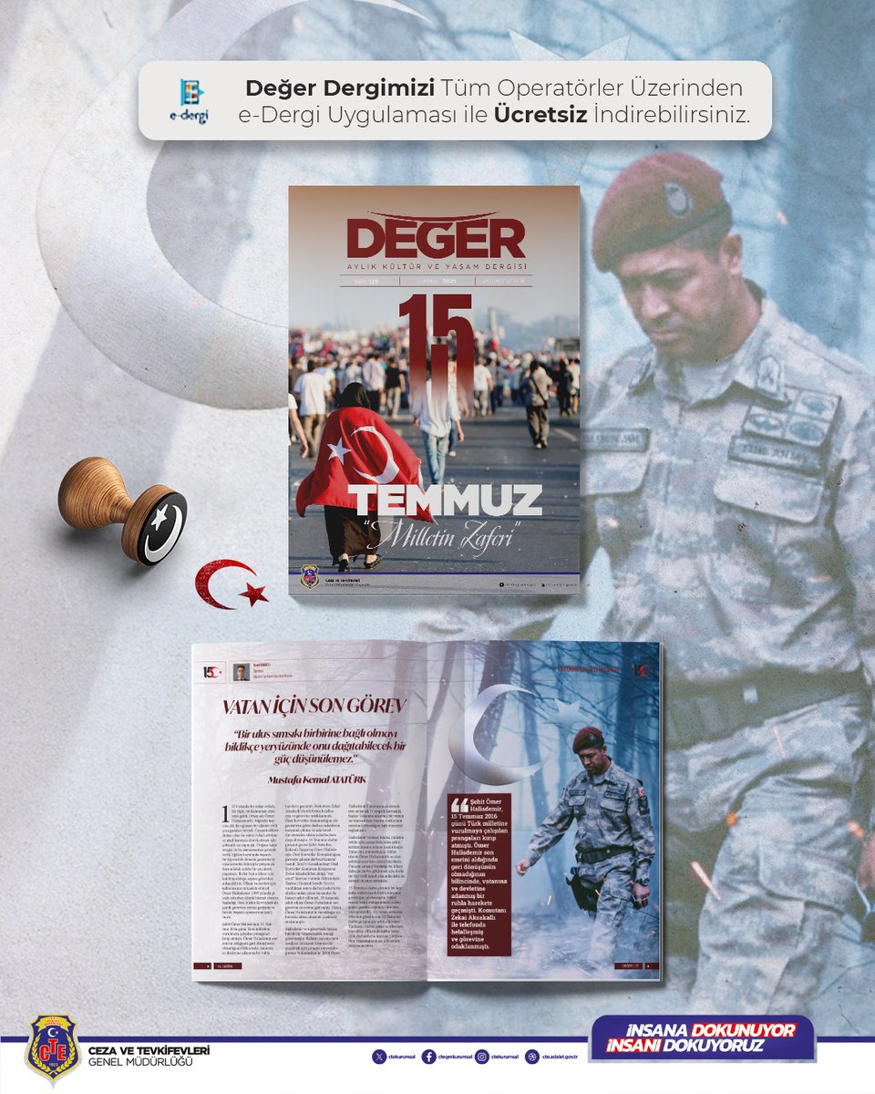 Değer dergisinin #15Temmuz özel sayısı yayımlandı.

➡️cte.adalet.gov.tr/Resimler/Dergi…