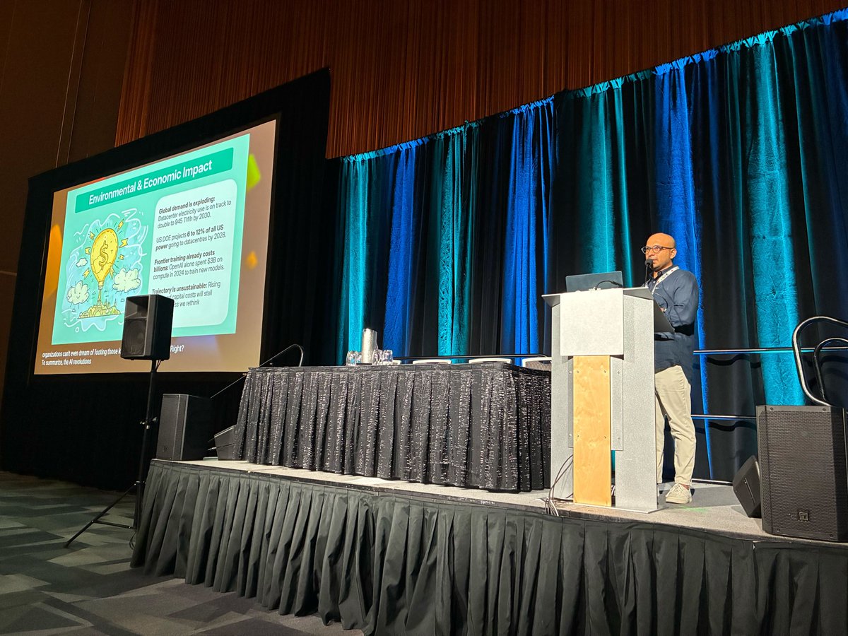 akashnet_'s tweet image. Our very own @gregosuri delivered an amazing talk at ICML 2025 on “Distributed Computing Architectures as a Solution to AI's Energy Crisis: Empirical Analysis of Decentralized Training”!
He dove into environmental impact, energy constraints, distributed infrastructure, & more.…