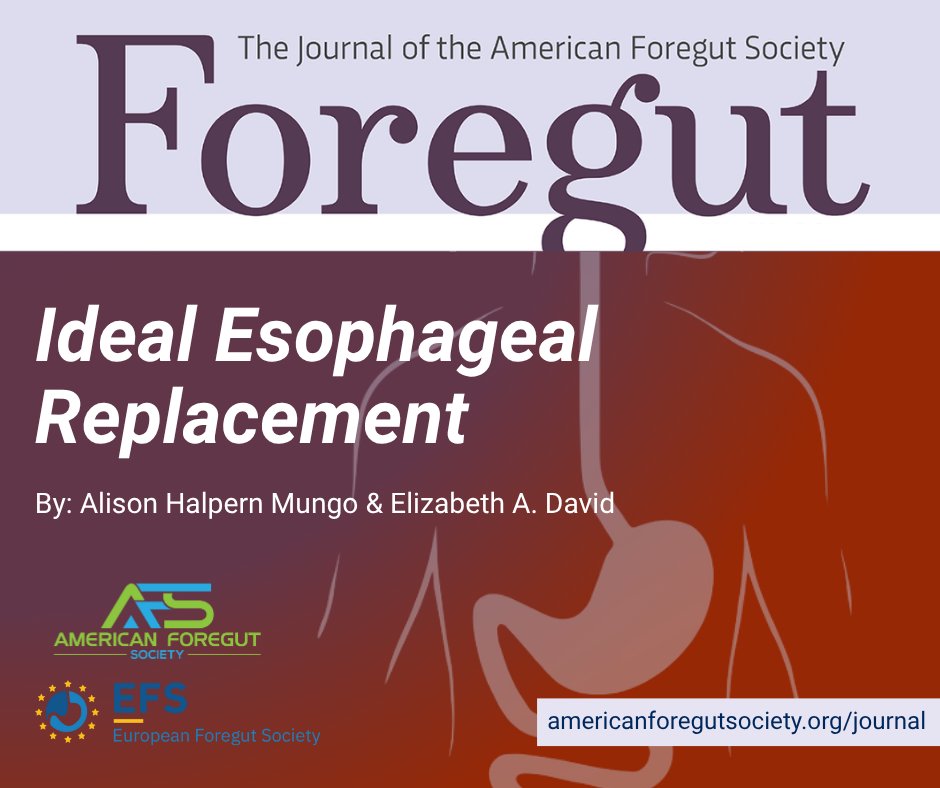 Check out the AFS Journal Article: Ideal Esophageal Replacement by Alison Halpern Mungo and Elizabeth A. David.

zurl.co/KZhgg

#AFS #foregut #foregutcare
