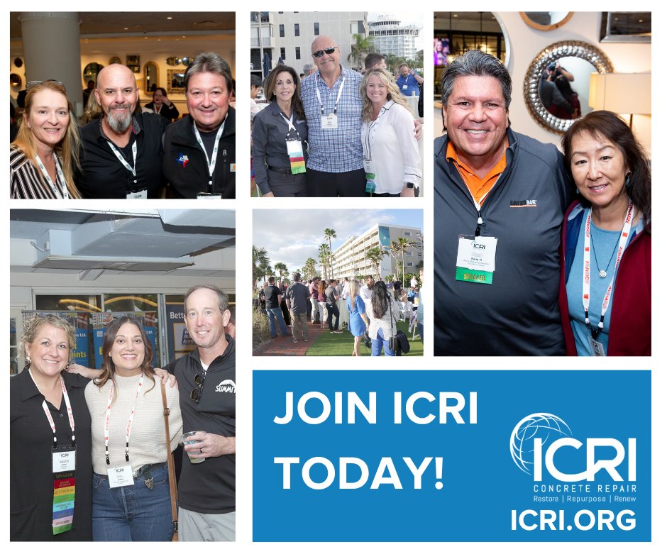 At ICRI, we're dedicated to providing our members with access to the tools and resources they need to be successful in the concrete repair industry. 

View the full list of member benefits on our website and join today! 
icri.org/membership/joi…

#ICRI #concrete #concreterepair