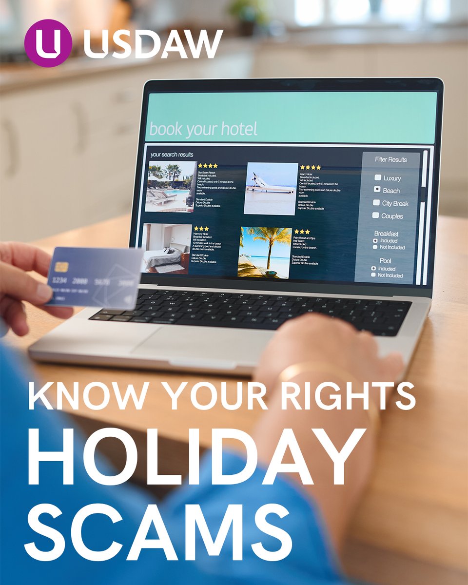 UsdawUnion's tweet image. ‼️ Protect yourself from holiday scams ‼️
In our summer edition of Arena magazine, we give you the lowdown on dodgy holiday deals, how to spot them and what to do if you think you've been scammed 💳✈️
Read the full article
➡️ bit.ly/4ls4uNi