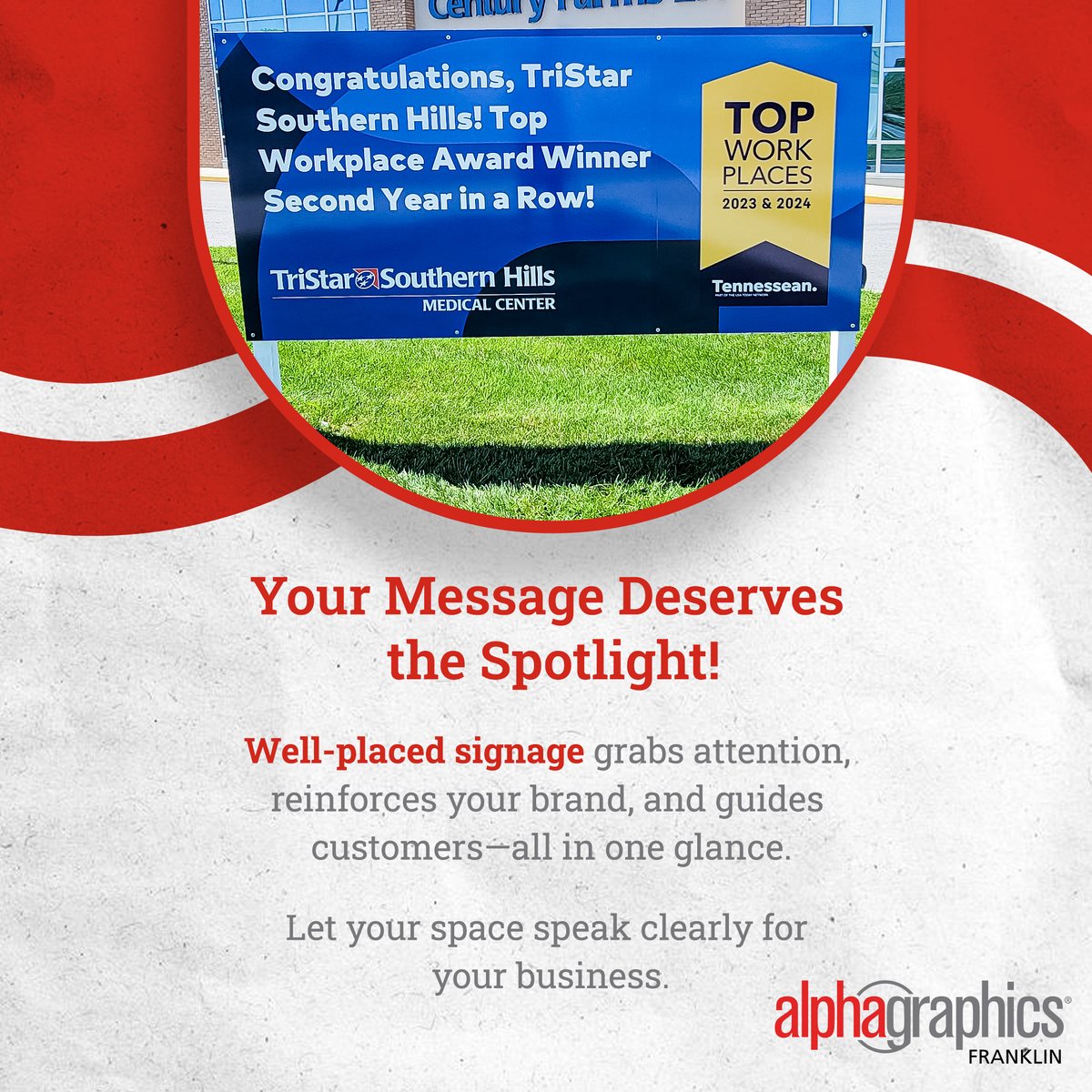 AGFranklin's tweet image. If your signage isn’t getting noticed, your message might not be either.

Every sign in your space should do more than decorate—it should work for you. 

#AlphaGraphics #AlphaGraphicsFranklin #PrintingServices #PrintShop #PrintingCompany #GraphicDesigner #Signage #Printing