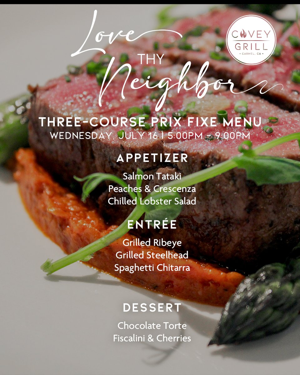 Enjoy the taste from land to sea 

#dinequail 
#coveygrill
#vistcarmel