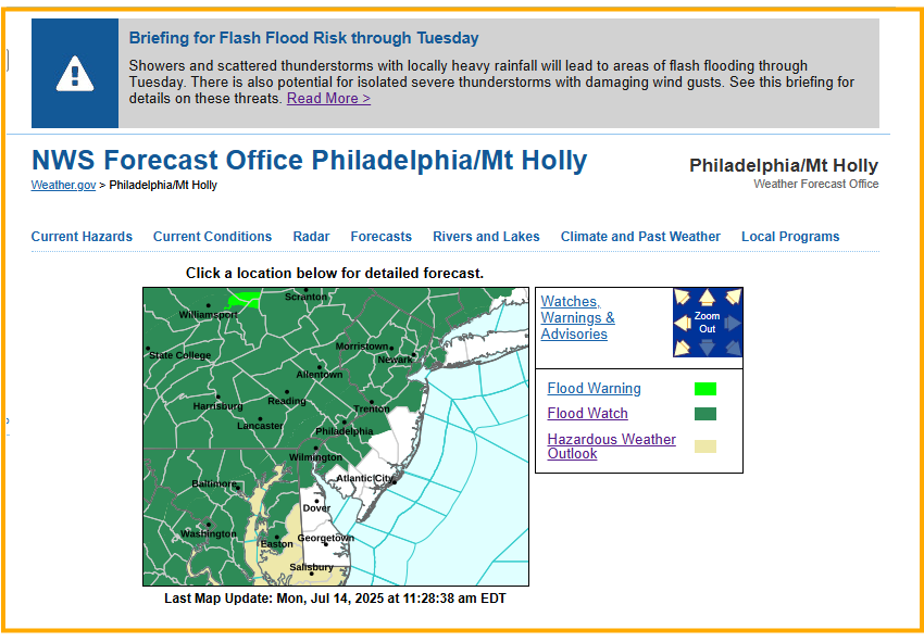 NCCO_DE_Skywarn's tweet image. Flood Watches are posted regarding the significant chance of "Excessive Rainfall" visit weather.gov/phi for more :