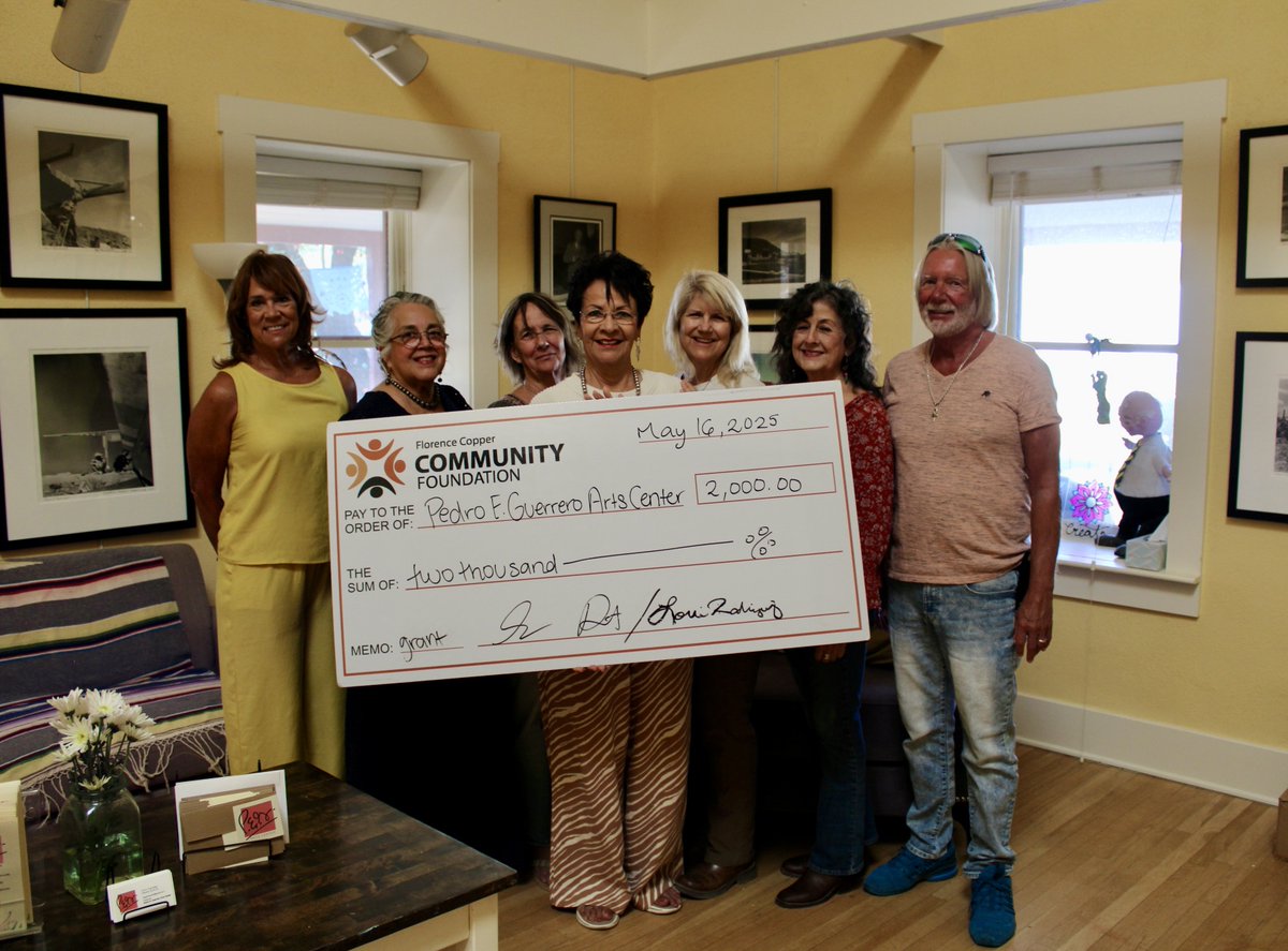 The Florence Copper Community Foundation awarded a $2,000 grant to the Pedro E. Guerrero (PEG) Arts Center. We are proud to support local art and culture in Florence.

#art #artists #grant #donation #supportlocal #FlorenceAZ #mining #copper <a href="/TasekoMines/">Taseko</a>