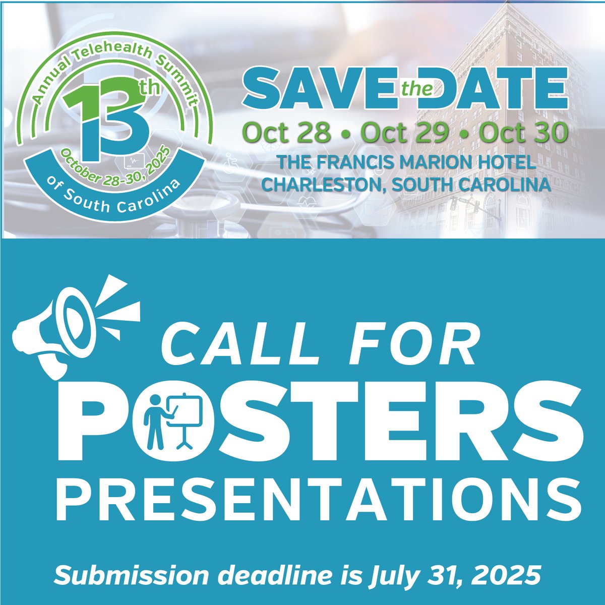 Have data worth sharing? A project that’s changing lives?
Present your story at South Carolina’s leading telehealth event!
Poster entries are now open for the 13th Annual Telehealth Summit of SC.
🗓️ Submit by Sept. 6
🔗 Guidelines: bit.ly/2025Telehealth…
#ConnectEmpowerInspire