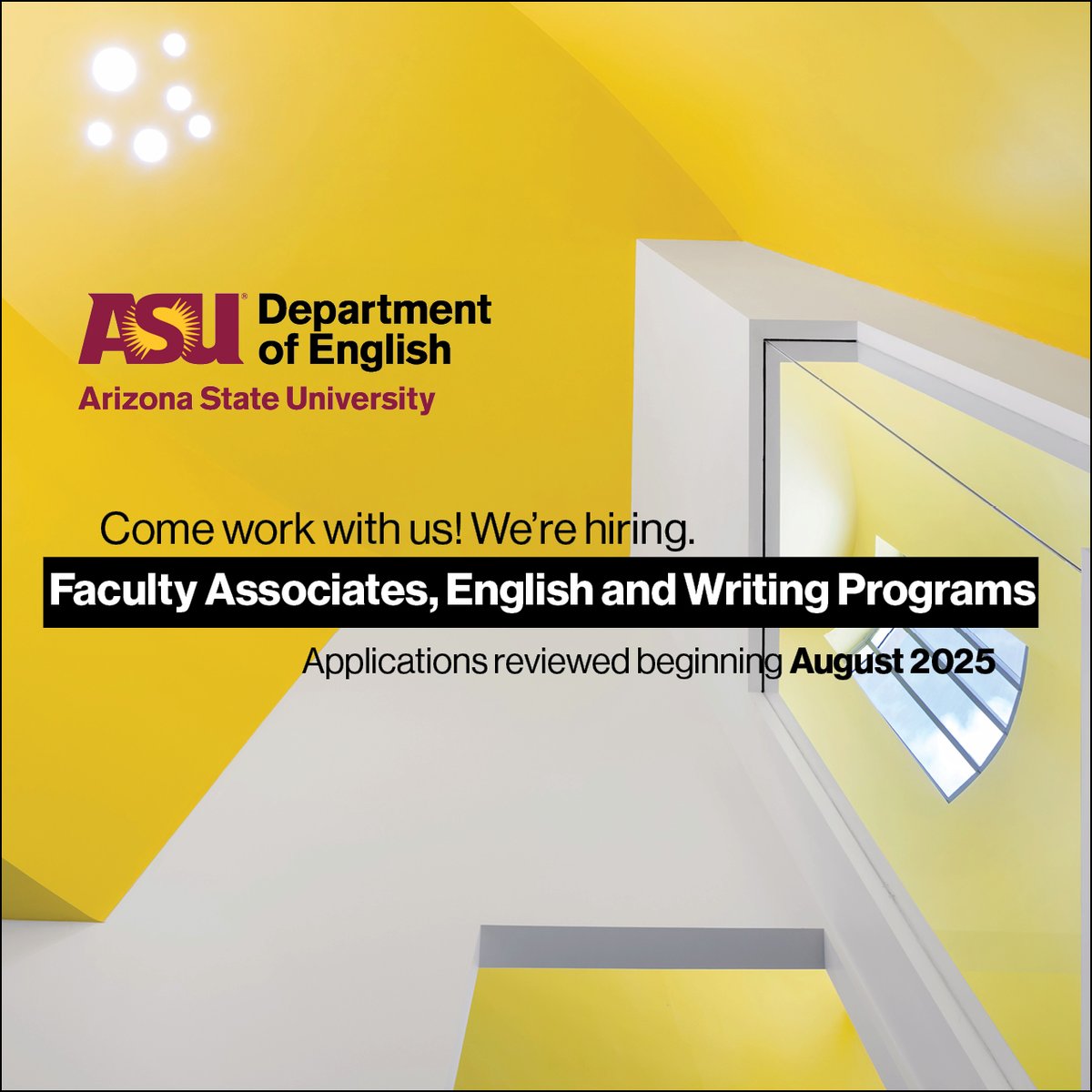 ASU English Dept. (@asuenglish) on Twitter photo We're hiring! Come teach <a href="/ASU/">Arizona State University</a> English on the Tempe campus as a Faculty Associate; multiple positions open in our Writing Programs and in other department areas. Applications reviewed beginning in August. Info.: ow.ly/bI7r50WoBoe #ASUHumanities We're hiring! Come teach <a href="/ASU/">Arizona State University</a> English on the Tempe campus as a Faculty Associate; multiple positions open in our Writing Programs and in other department areas. Applications reviewed beginning in August. Info.: ow.ly/bI7r50WoBoe #ASUHumanities