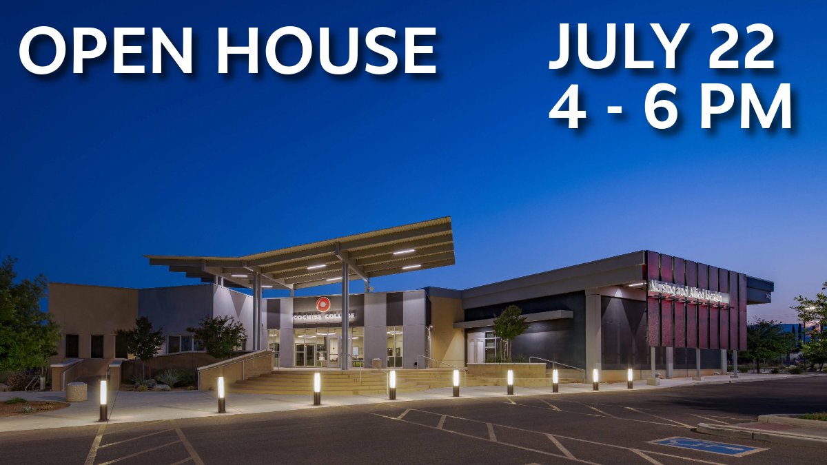 CochiseCollege's tweet photo. ⏳ Countdown to college starts now.

Don’t miss the Downtown Center Open House on July 22, 4–6 p.m. at 2600 E. Wilcox Dr. in Sierra Vista
✅ Explore programs
✅ Apply on-site
✅ Meet faculty
#BestCommunityCollege #CollegeOpenHouse https://t.co/hV7aXtu3DR