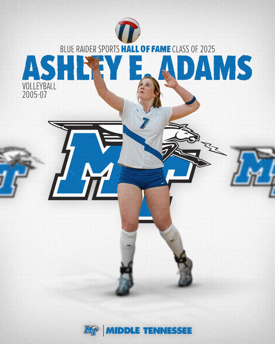 Middle Tennessee Athletics (@mtathletics) on Twitter photo ๐๐ฅ๐ฎ๐ ๐๐๐ข๐๐๐ซ ๐๐ฉ๐จ๐ซ๐ญ๐ฌ ๐๐๐ฅ๐ฅ ๐จ๐ ๐
๐๐ฆ๐ ๐๐ฅ๐๐ฌ๐ฌ ๐จ๐ ๐๐๐๐ โ part 1 of 6
Our first Hall of Fame announcement is the addition of the 2007 Sun Belt Player of the Year and an AVCA All-American!
๐ Ashley E. Adams
๐ <a href="/MT_Volleyball/">Middle Tennessee Volleyball</a>, 2005-07 ๐๐ฅ๐ฎ๐ ๐๐๐ข๐๐๐ซ ๐๐ฉ๐จ๐ซ๐ญ๐ฌ ๐๐๐ฅ๐ฅ ๐จ๐ ๐
๐๐ฆ๐ ๐๐ฅ๐๐ฌ๐ฌ ๐จ๐ ๐๐๐๐ โ part 1 of 6
Our first Hall of Fame announcement is the addition of the 2007 Sun Belt Player of the Year and an AVCA All-American!
๐ Ashley E. Adams
๐ <a href="/MT_Volleyball/">Middle Tennessee Volleyball</a>, 2005-07