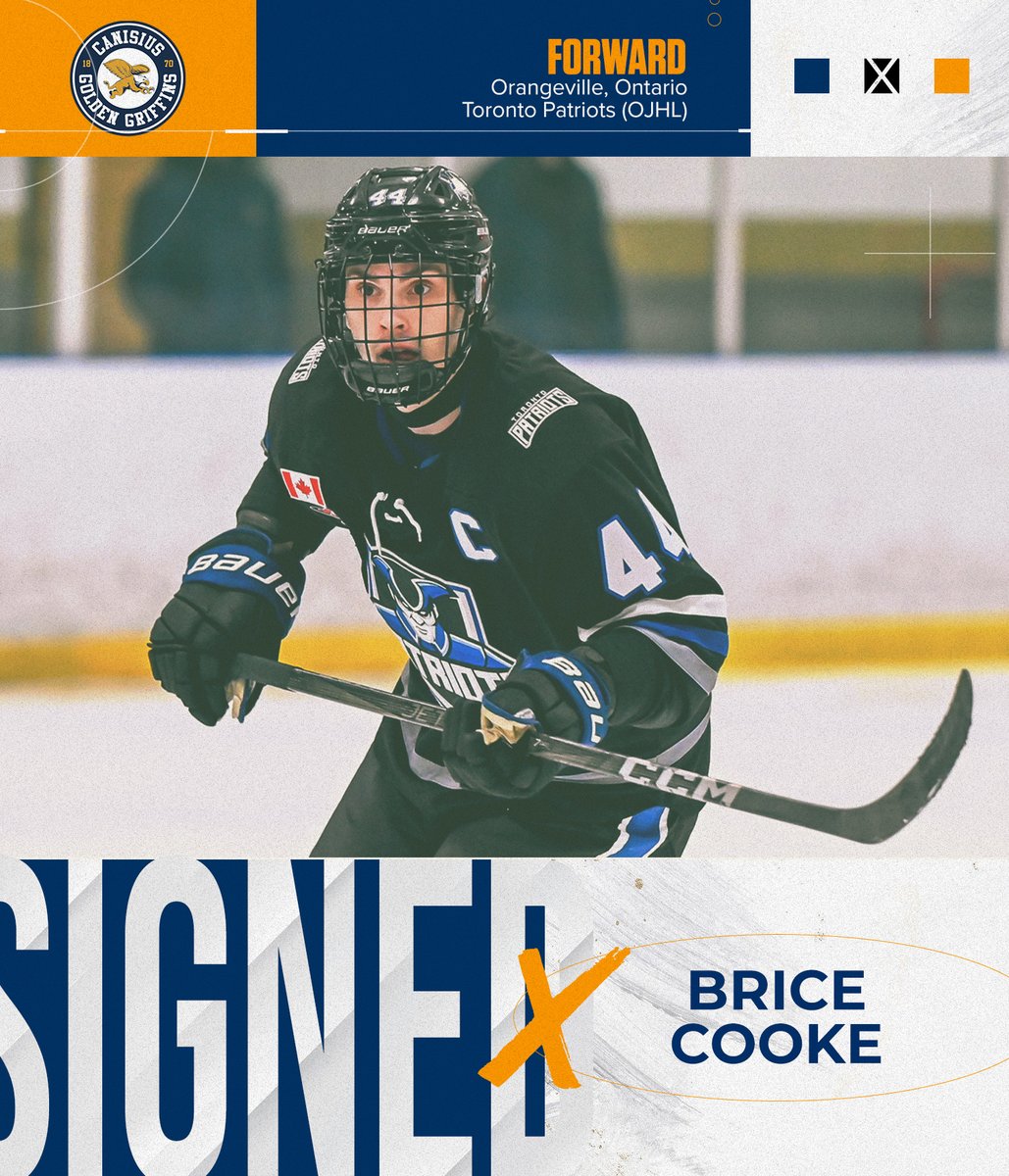 Canisius Hockey (@griffshockey) on Twitter photo Finalizing our forward group for the 2025-26 season with the addition of incoming freshman Brice Cooke, who heads to Main Street after serving as captain of the <a href="/patriotsjra/">Toronto Patriots</a> last season!
#Griffs Finalizing our forward group for the 2025-26 season with the addition of incoming freshman Brice Cooke, who heads to Main Street after serving as captain of the <a href="/patriotsjra/">Toronto Patriots</a> last season!
#Griffs