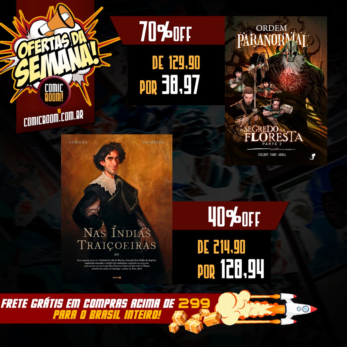 COMICBOOM_hqs's tweet image. Tá no ar mais um Ofertas da Semana! 🔥
Tem gibi da Panini, Pipoca & Nanquim, Mythos, JBC, Devir, Conrad, NewPop, Brasa, Nemo e Jambô
As ofertas vão até a próxima segunda-feira, 12h, válidas tanto para o site quanto para a loja física.
Bora comprar gibi!!!
LINK NA BIO!!!