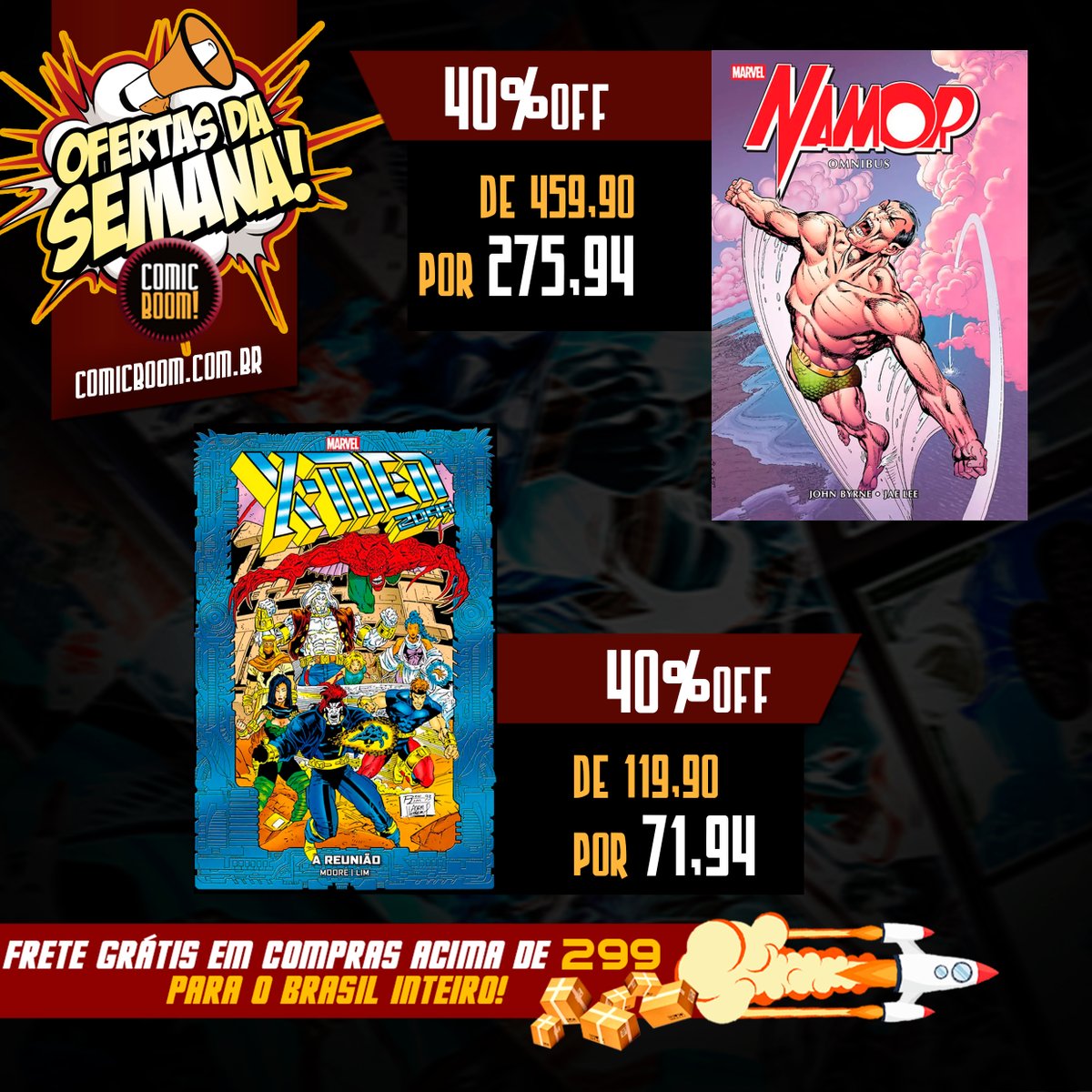 COMICBOOM_hqs's tweet image. Tá no ar mais um Ofertas da Semana! 🔥
Tem gibi da Panini, Pipoca & Nanquim, Mythos, JBC, Devir, Conrad, NewPop, Brasa, Nemo e Jambô
As ofertas vão até a próxima segunda-feira, 12h, válidas tanto para o site quanto para a loja física.
Bora comprar gibi!!!
LINK NA BIO!!!