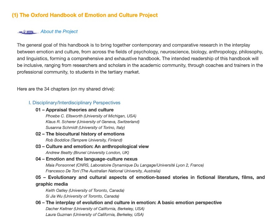 josesanchezhb's tweet image. 😍😍 Thrilled to be co-authoring the 'Nonverbal Behavior & Emotion' chapter with Professor Fernández-Dols for the upcoming Oxford Handbook of Emotion and Culture alongside the top emotion researchers in the field!