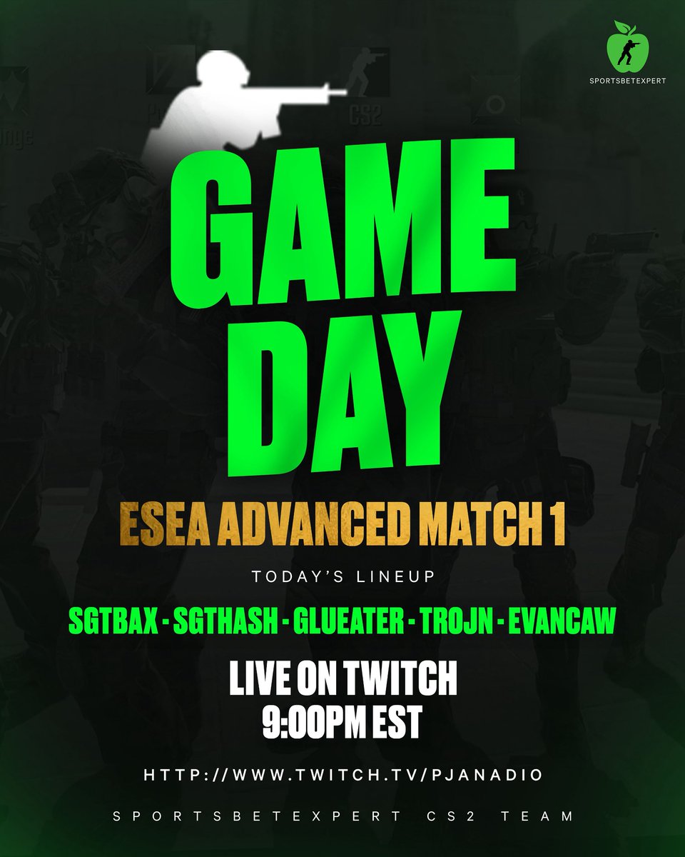 SBETeam's tweet photo. ADVANCED SEASON STARTS TONIGHT‼️ COME TUNE IN AND WATCH OUR FIRST MATCH OF THE SEASON‼️ https://t.co/gWDAN0gg5F - 9:00 EST @Evan_Caw @Sgt_Hash @BAxx41 @tr0JnCS @ApplesCS2 https://t.co/35UOdzLYDI