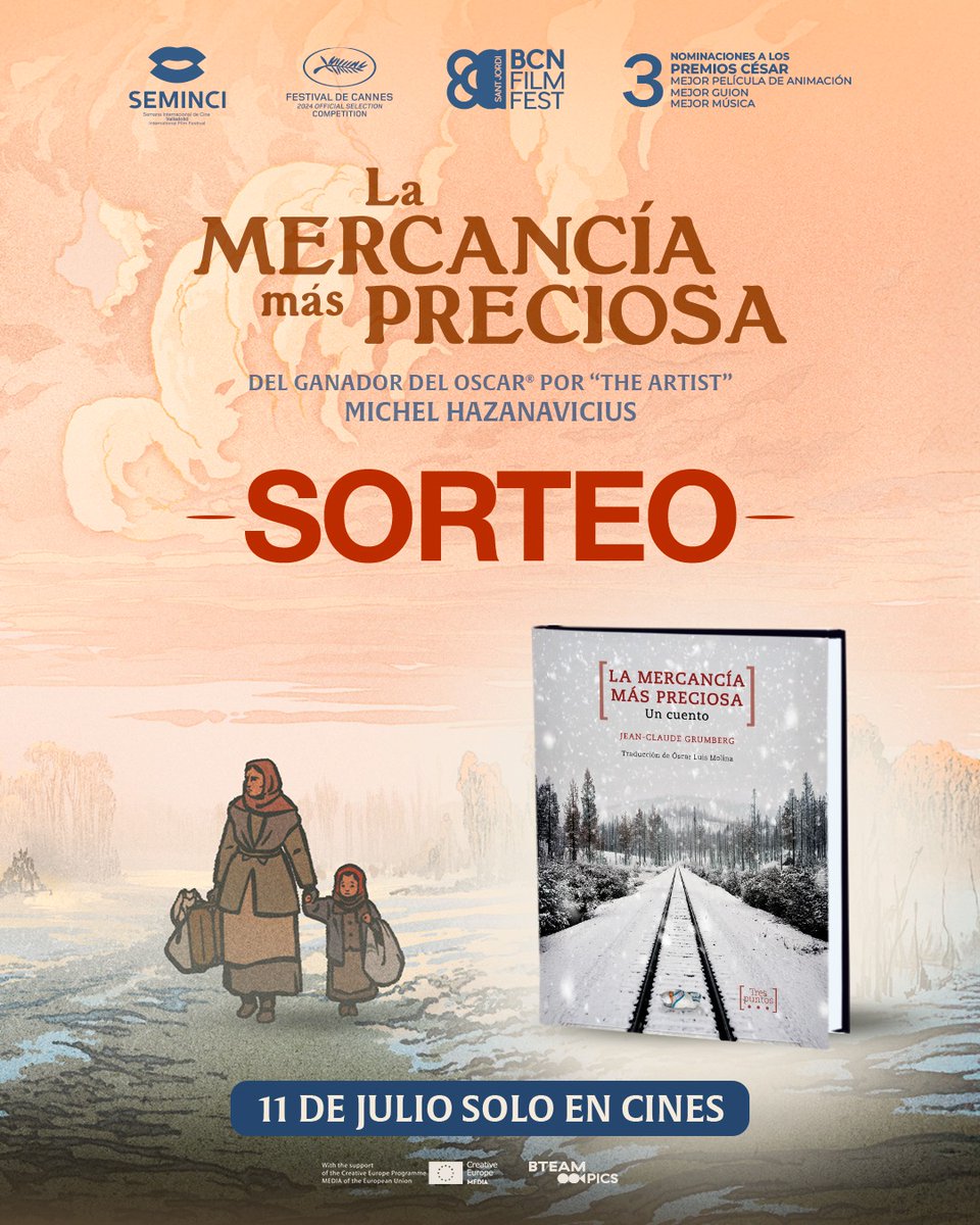 #SORTEO

El viernes pasado estrenamos el último trabajo de Michel Hazanavicius, #LaMercancíaMásPreciosa 💎 y hoy te traemos sorteo por partida doble:

🎟️ Entrada doble y el cuento homónimo de Jean-Claude Grumberg.

Para participar:

- Síguenos
-Haz RT a este tweet 
- Comenta