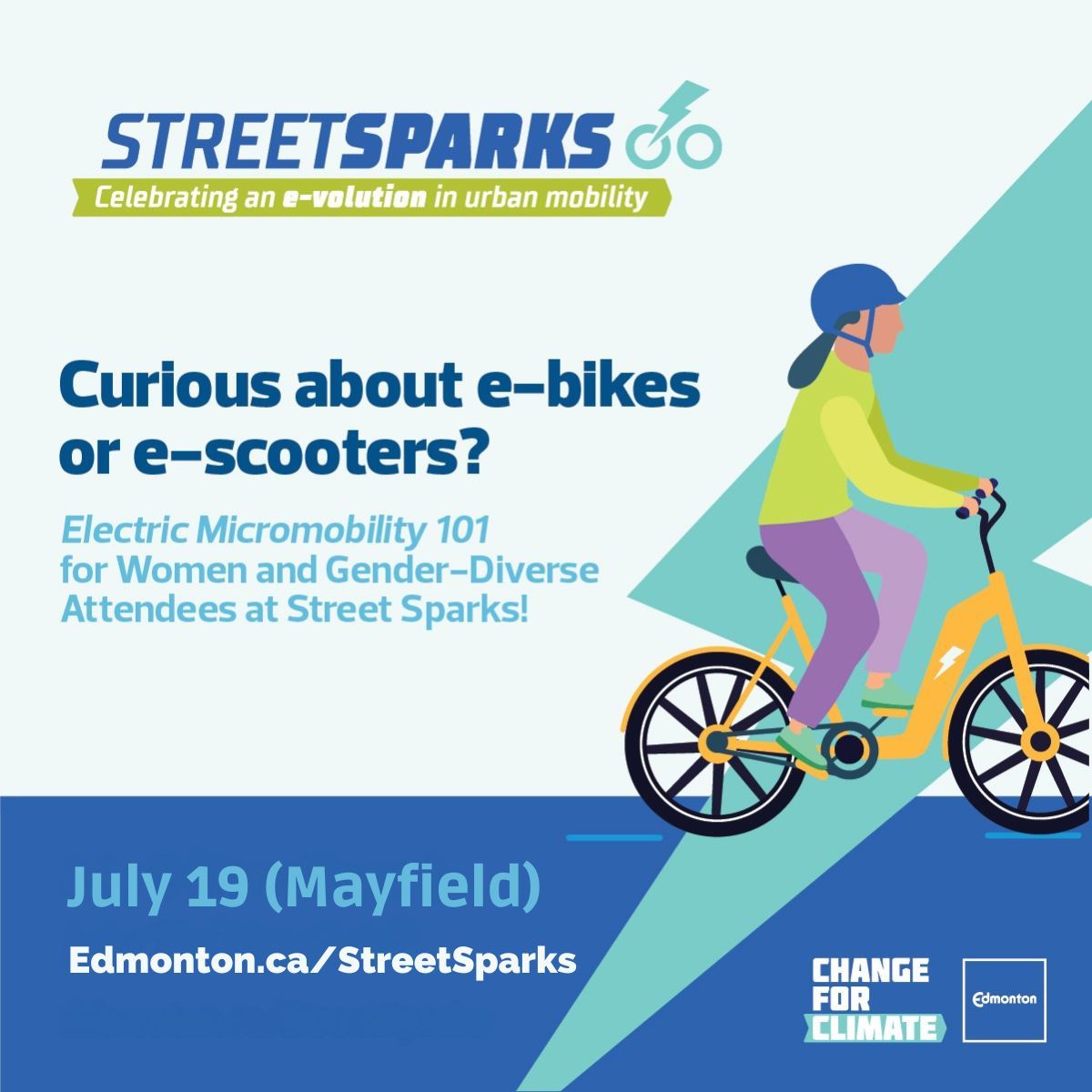 🌱 Electric mobility should be for everyone.
Join Electric Micromobility 101 at #StreetSparks—designed for women and gender-diverse riders to learn, try, and ride.
🗓️ July 19 | Mayfield Park
🔗 edmonton.ca/StreetSparks
