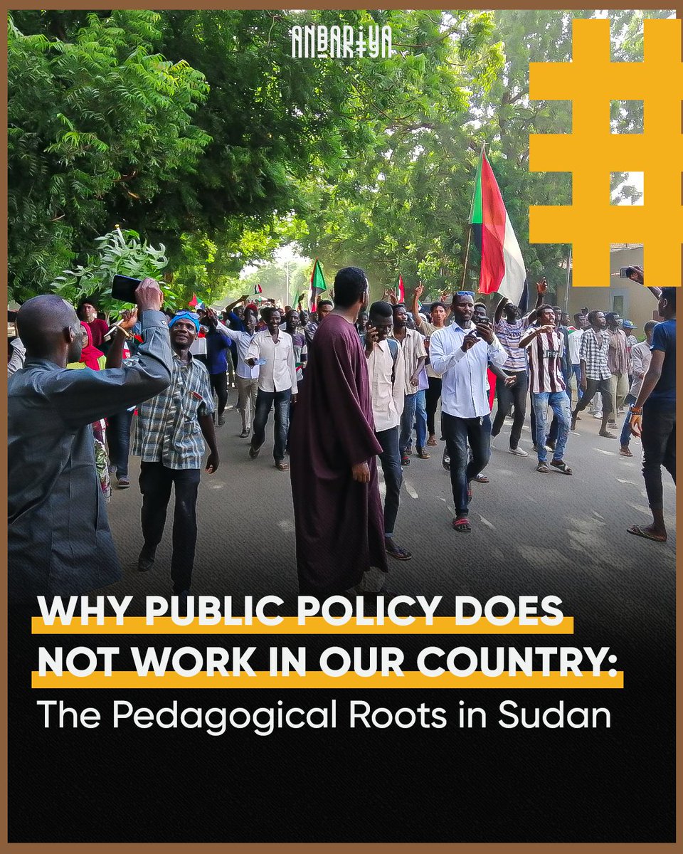 AndariyaMag's tweet image. This article by Ahmed Abdalsalam explores the failure of public policy in Sudan, highlighting the pedagogical reasons behind it. Beyond weak institutions and political instability, the core issue lies in how public policy is taught. He asserts "Pedagogy matters—not only in…
