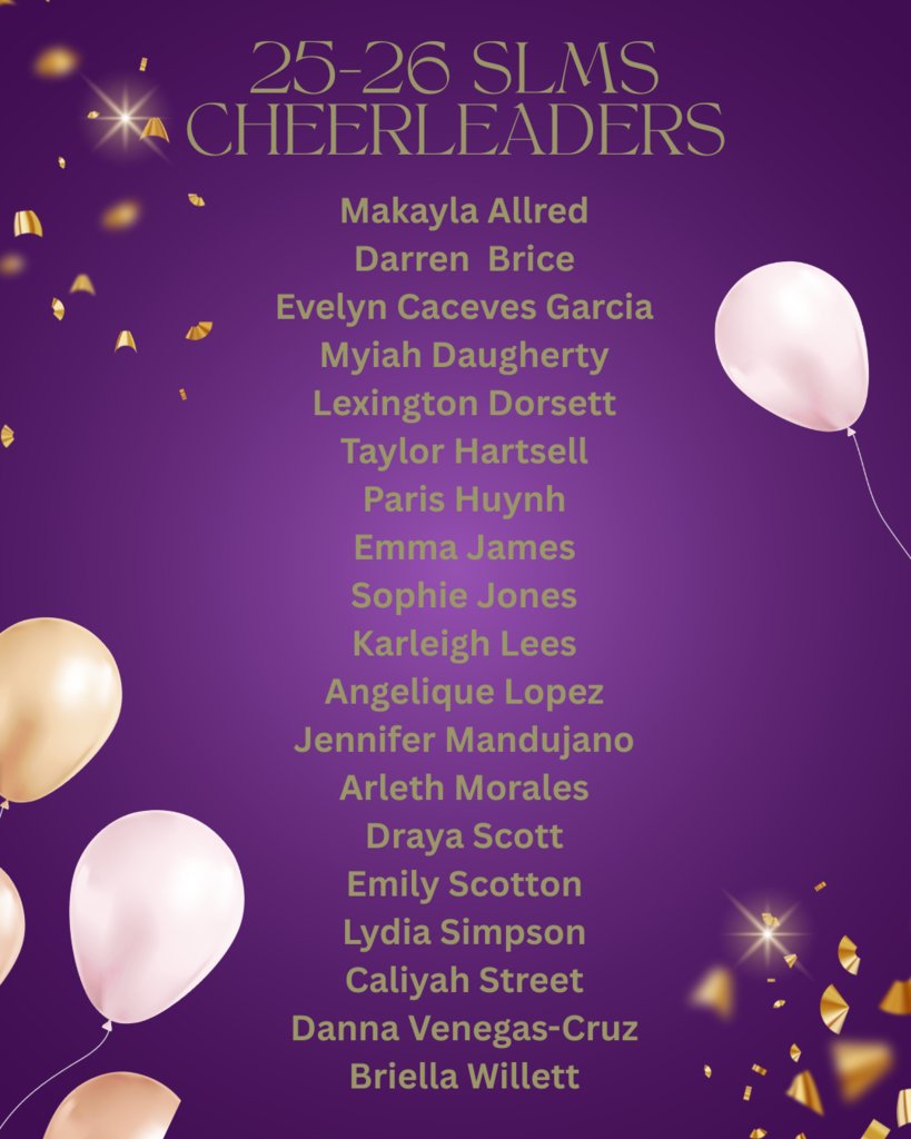Congratulations to our 2025-2026 Stallion Cheerleaders!!!  #slmsathletics #cheerleading #StallionsRise