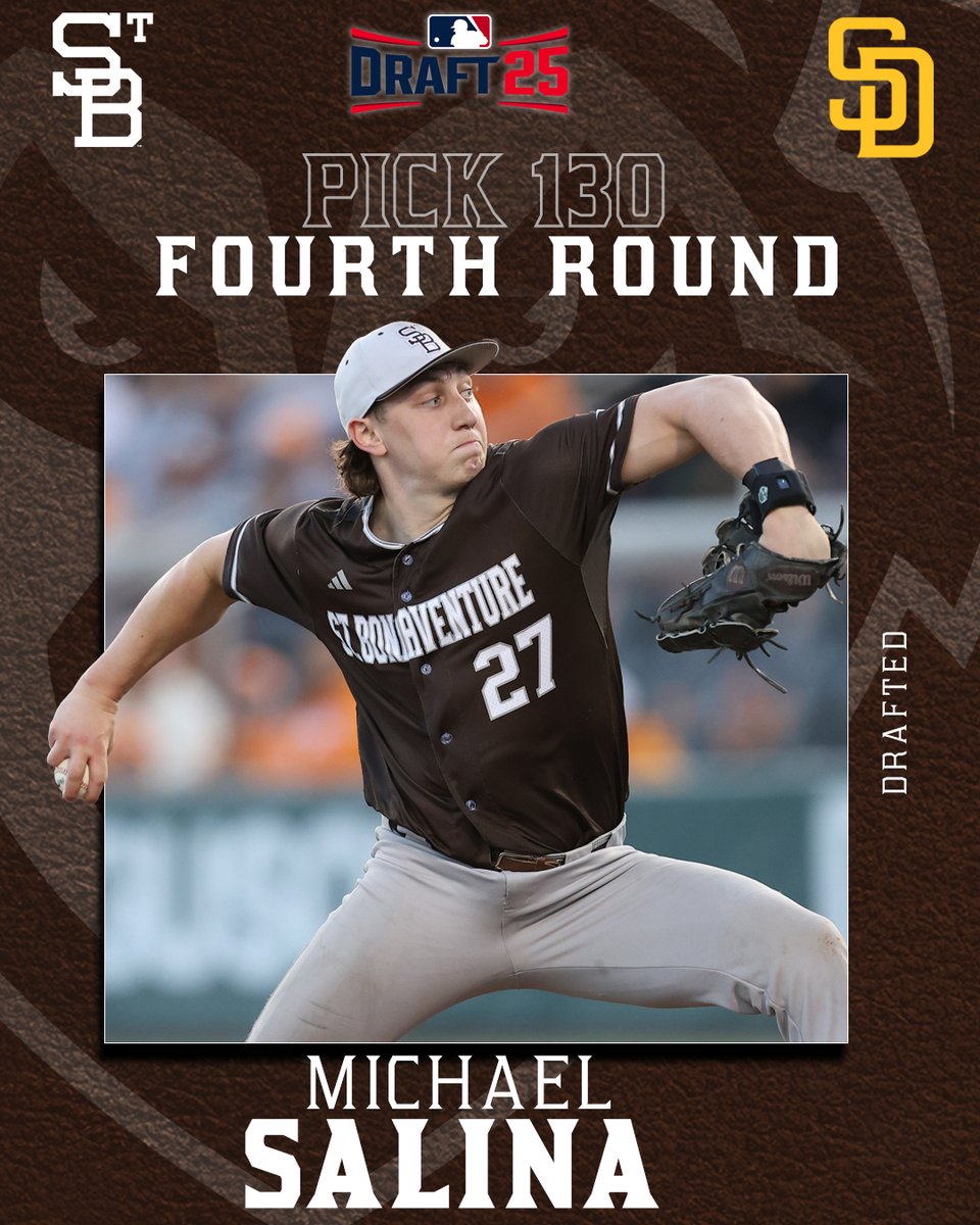 GoBonnies's tweet image. 𝙃𝙞𝙨𝙩𝙤𝙧𝙮 𝙈𝙖𝙙𝙚
@BonniesBaseball product Michael Salina becomes the highest MLB Draft pick in school history, hearing his name called in the 4th round by @Padres