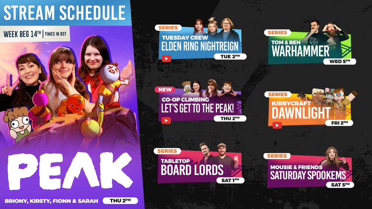 yogscast's tweet image. Have a little PEAK at this week's streams, why don't you! 🏔️