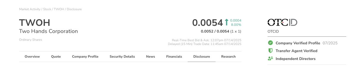 nobody posted this? $TWOH is now OTCID

rock &amp; roll
