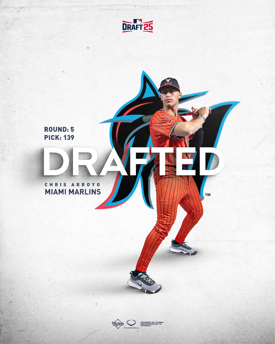 Virginia Baseball (@uvabaseball) on Twitter photo Charlottesville ➡️ Miami
With the 139th pick, the <a href="/Marlins/">Miami Marlins</a> select <a href="/chrisarroyo2022/">Chris Arroyo</a>!
#GoHoos Charlottesville ➡️ Miami
With the 139th pick, the <a href="/Marlins/">Miami Marlins</a> select <a href="/chrisarroyo2022/">Chris Arroyo</a>!
#GoHoos