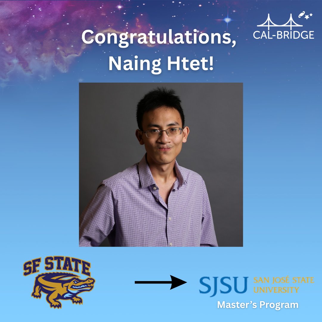 cal_bridge's tweet image. Naing Htet, a San Francisco State University Computer Science Student, is headed to San José State University to pursue a Master’s Program. Congratulations, Naing! 🎓 @calstate @SJSU @SFSU