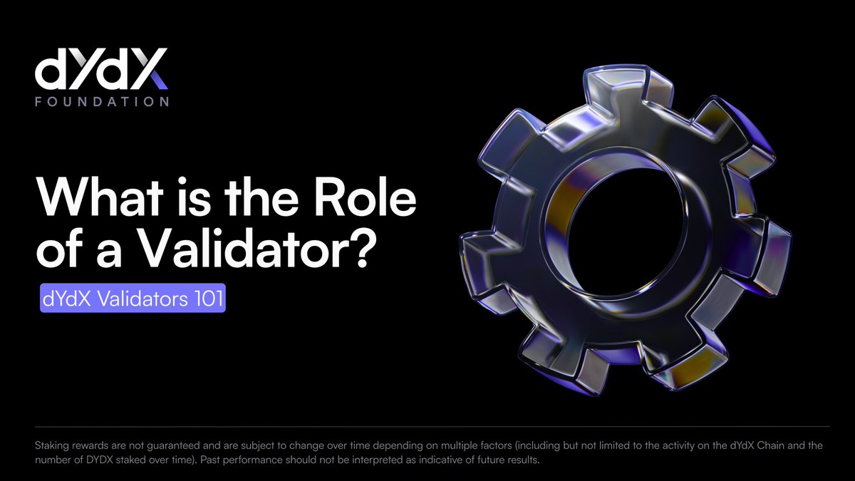 What are validators, and why do they matter?

On the <a href="/dYdX/">dYdX</a> Chain, staking DYDX isn’t passive.

It’s a governance decision - one that directly influences protocol security, decentralisation, and network economics. 🧵