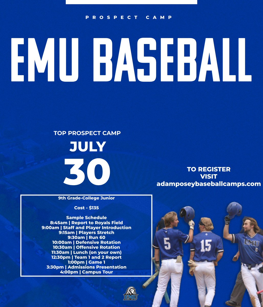 July 30th! Get on campus and get to work with our coaching staff as we work to find the next group of Royals!