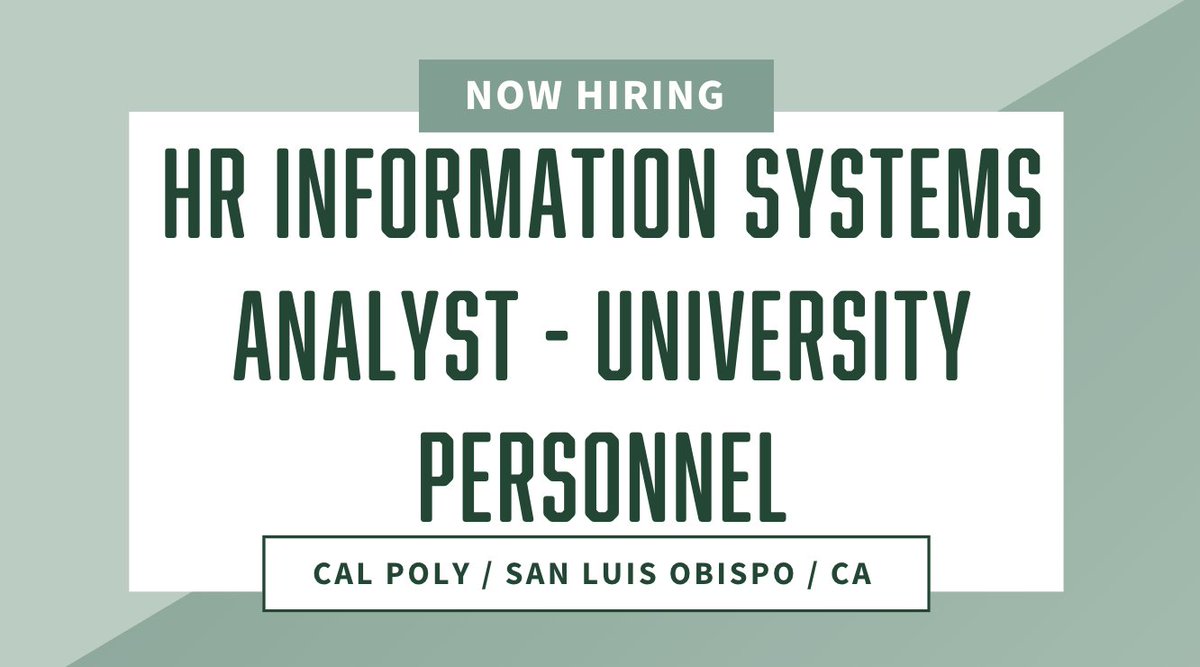 #NowHiring Human Resources Information Systems Analyst – University Personnel. To see the full position description, click here: bit.ly/3TAbueV